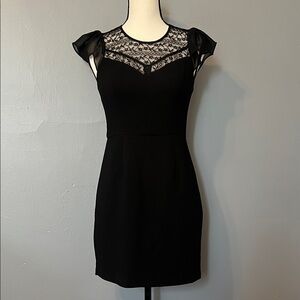 BCBGeneration Black Mini Dress with Lace Detail